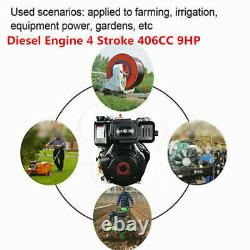 10HP 406CC Diesel Engine 4 Stroke Single Cylinder 2-5/6 Shaft Recoil Engine USA