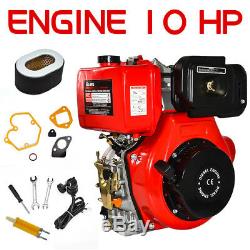 10HP 411cc Diesel Engine 4 Stroke Single Cylinder 2-5/6 Shaft Recoil/Electric
