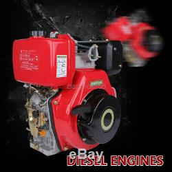 4 Stroke 9.0HP Diesel Engine Single Cylinder 406cc 72.2mm Shaft Length Red Color