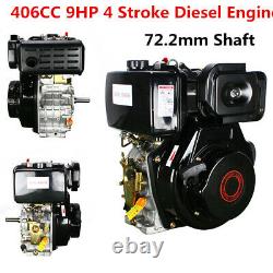 406cc 9HP Diesel Engine 4Stroke Single Cylinder 72.2mm Shaft Air Cooling US Ship