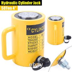 50 Ton 4 Stroke Hydraulic Cylinder Ram Jack Single Acting Lifting Ram Yellow USA