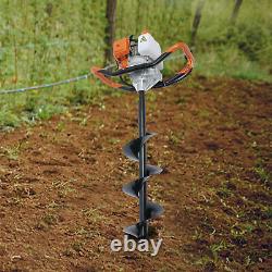 52CC 2-Stroke Gas Powered Borer Fence Drill Digger+4/6/8 Bits Single Cylinder