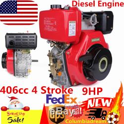 9HP Diesel Engine 406cc Vertical 4 Stroke Single Cylinder 72.2mm Shaft 4 Bolt