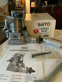 BNIB SAITO FA 120S Radio Control SINGLE CYLINDER RINGED 4 STROKE PLANE Engine