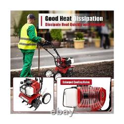 Mini Tiller Cultivator, Powerful 52cc Two-Stroke Single-Cylinder Gasoline Eng