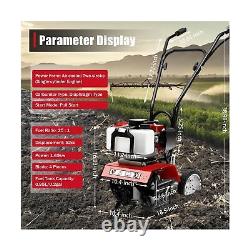 Mini Tiller Cultivator, Powerful 52cc Two-Stroke Single-Cylinder Gasoline Eng