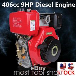 New 406cc 9HP Diesel Engine 4 Stroke Single Cylinder 2 5/6 Shaft Length 6.3KW