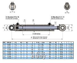 Swivel Eye Double Acting Hydraulic Cylinder-Bore Options 1.5, 2, vars. Stroke