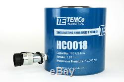 TEMCo HC0018 Hydraulic Cylinder Ram Single Acting 100 TON 2 Inch Stroke